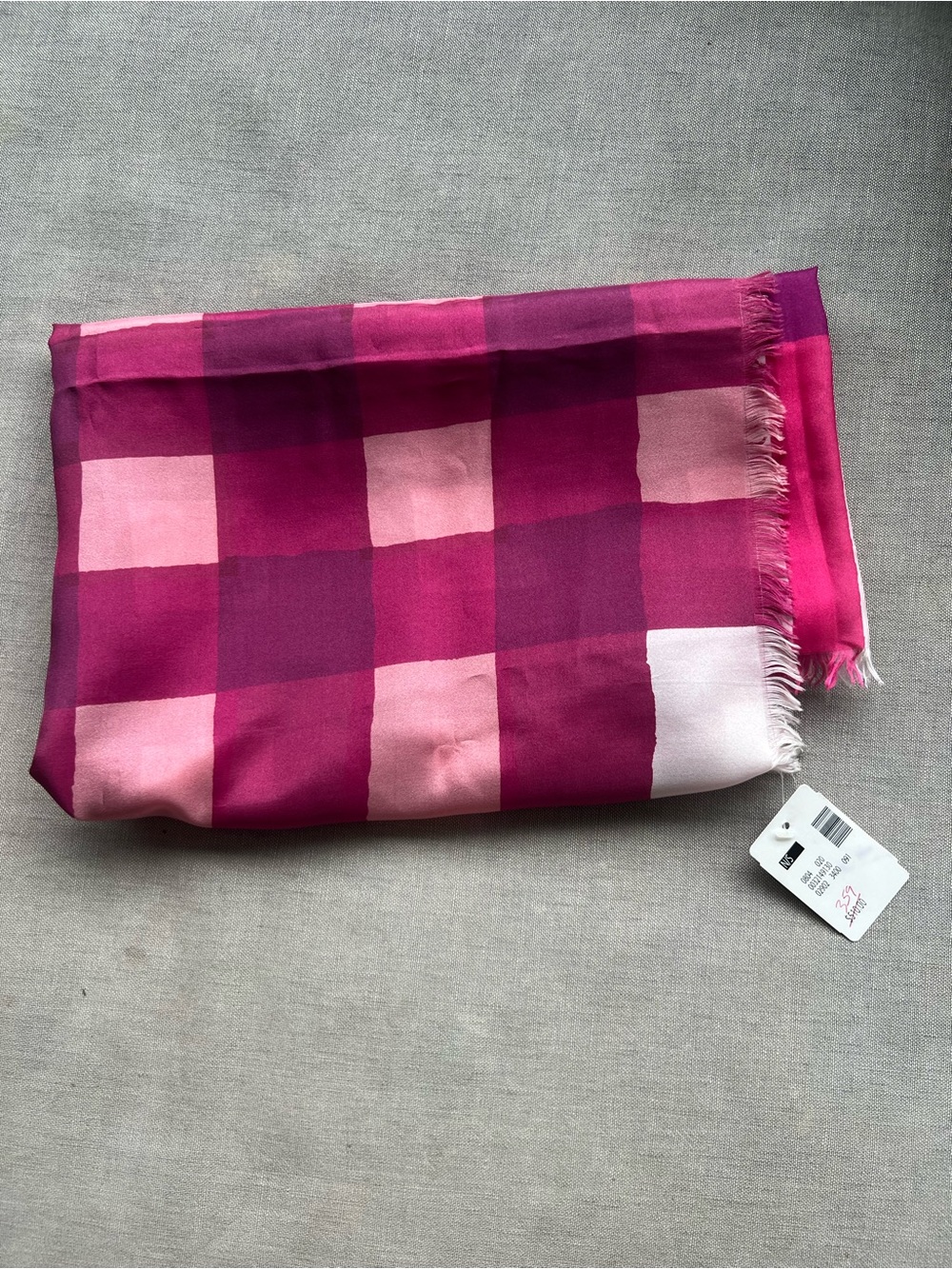 Burberry Pink and Magenta Check Silk Scarf